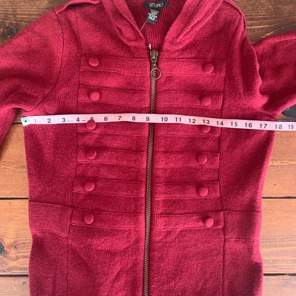 NWT Cupio Medium Rumba Red Hooded Full Zip Military Style Jacket Women's - Picture 12 of 14